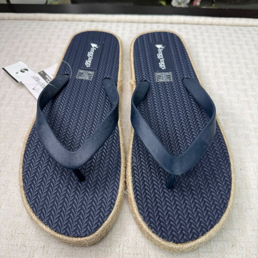 Frogg Toggs Mens Kuba Sandal Size 12 Navy Rope Sole Casual Beach Flip-Flops
